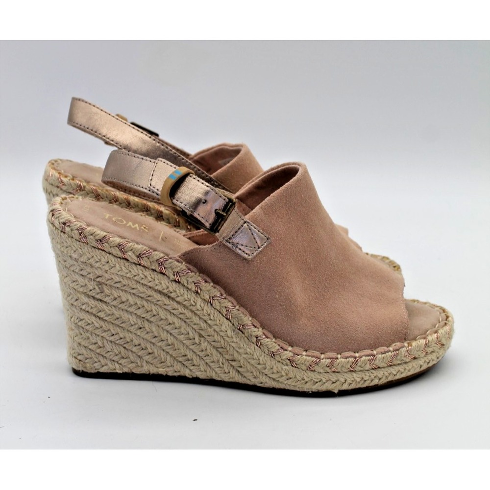 Toms Monica Suede Espadrille Wedge Platform Sandals Blush Pink 7.5 10015134 - Picture 7 of 13